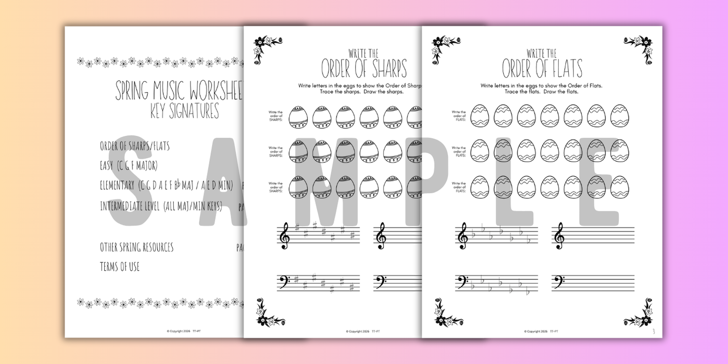 Spring KEY SIGNATURES Worksheets