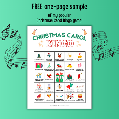 Free Christmas Carol Bingo Sample
