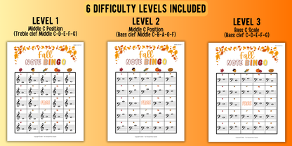 Fall Music Note Bingo