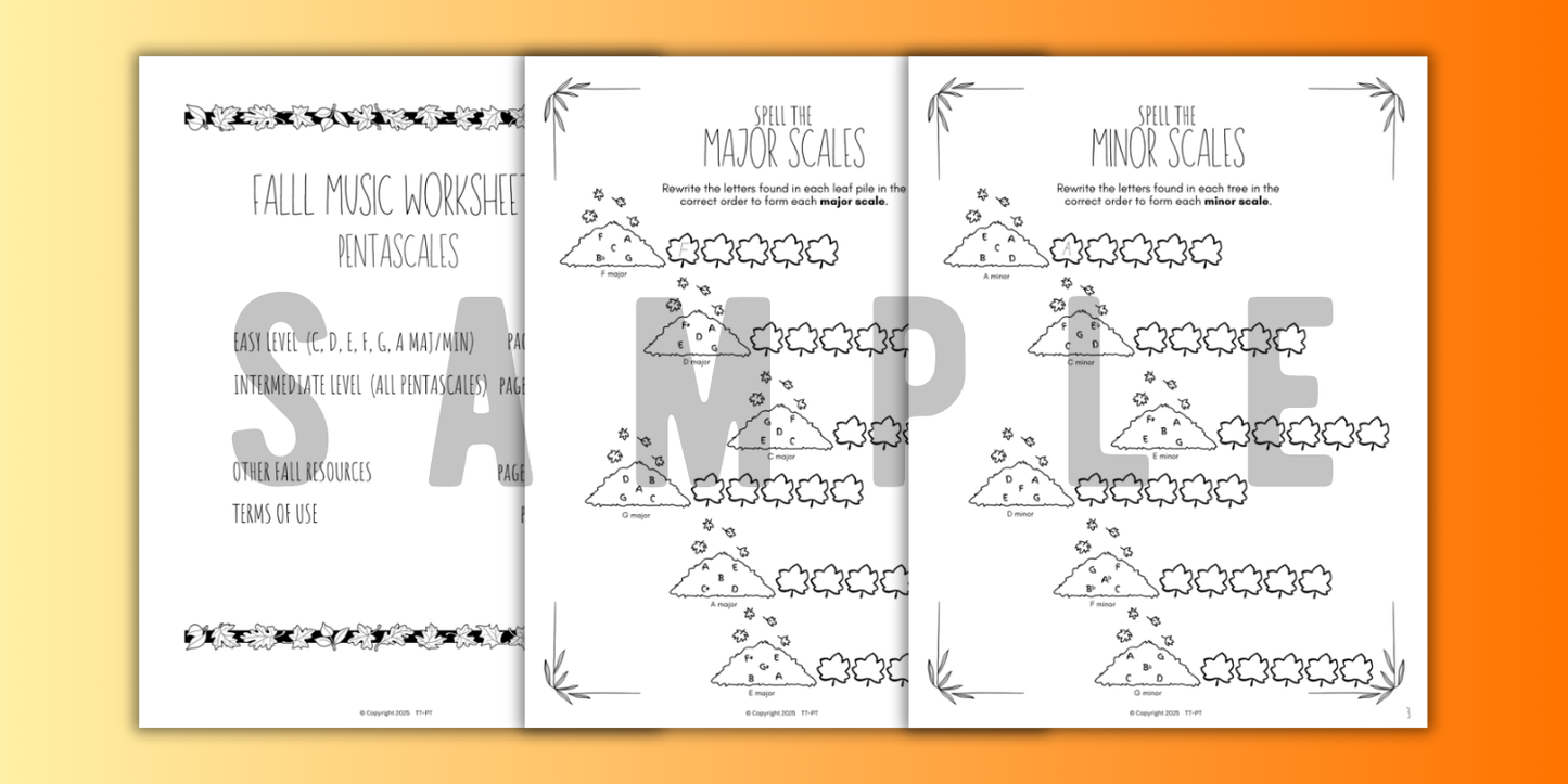 Fall SCALES Worksheets