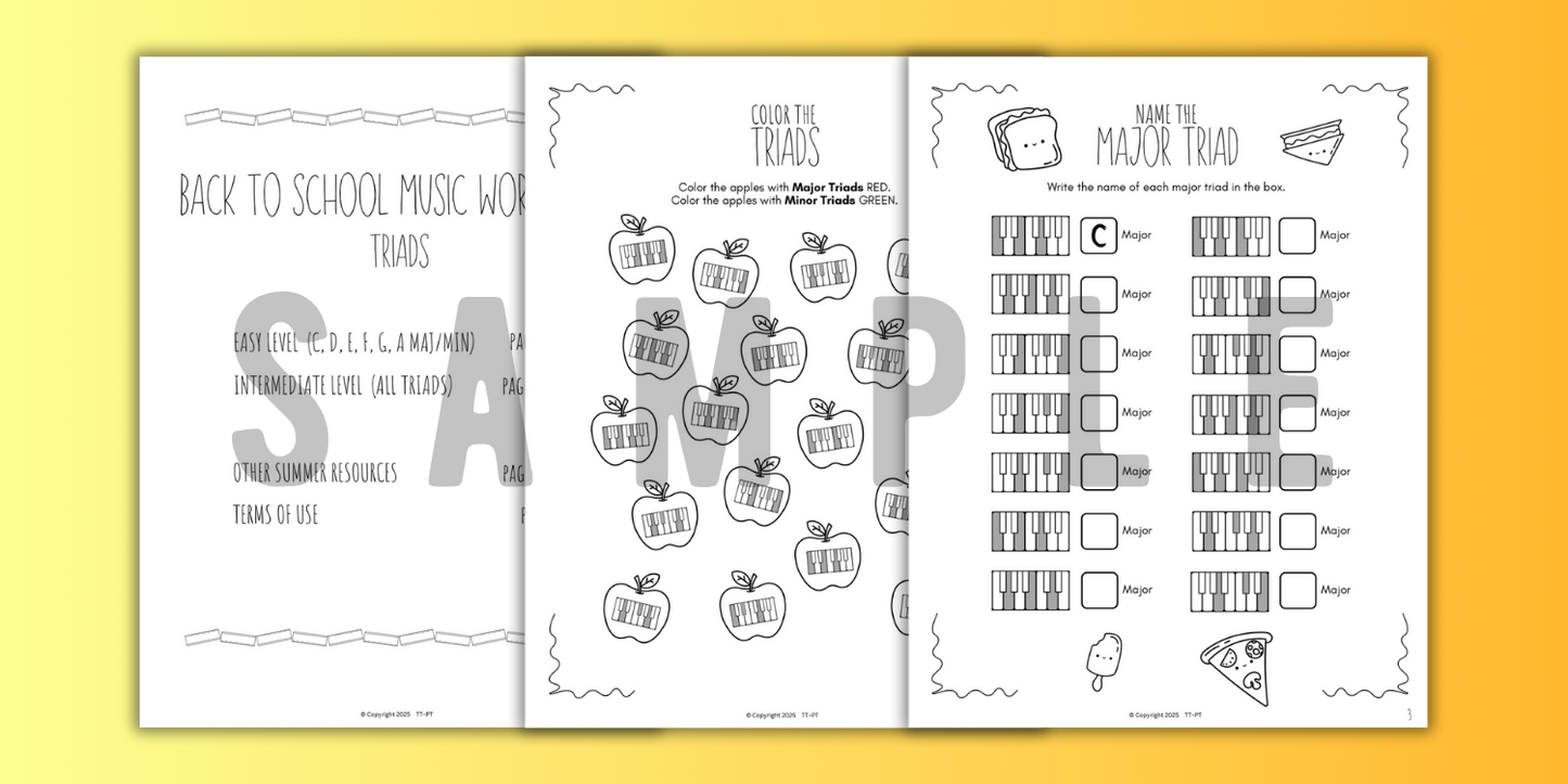 Back to School TRIADS Worksheets