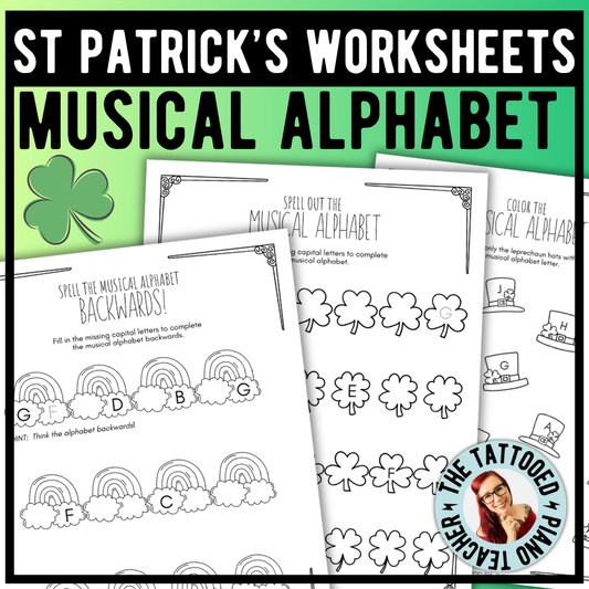 St. Patrick's Day MUSICAL ALPHABET Music Worksheets