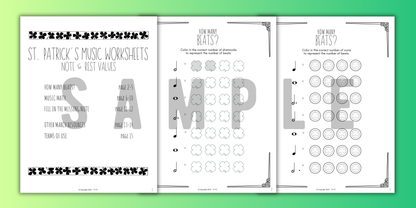St. Patrick's Day MUSIC MATH Music Worksheets