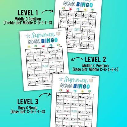 Summer Music Note Bingo