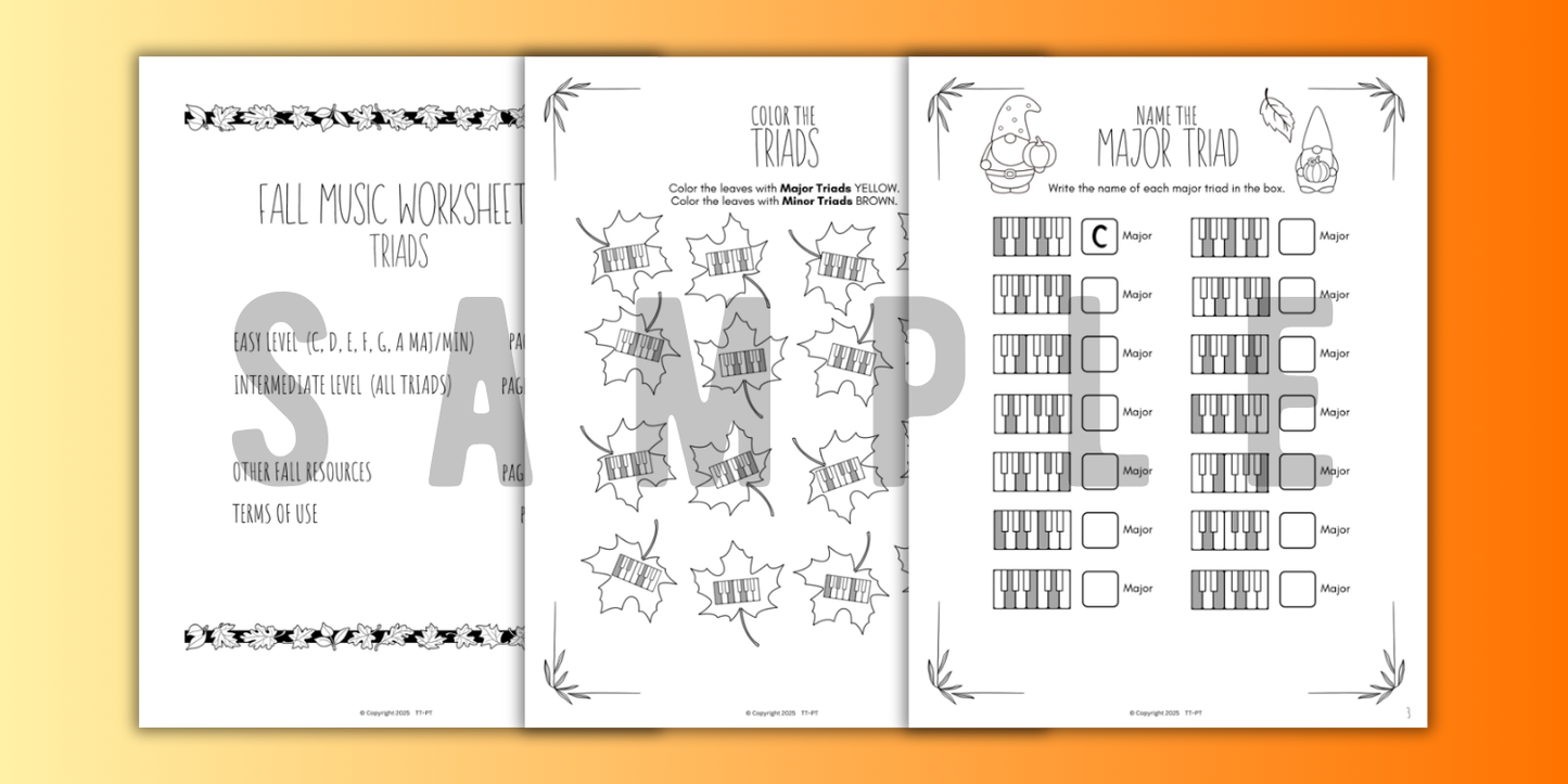 Fall TRIADS Worksheets