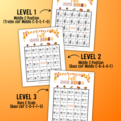Fall Music Note Bingo