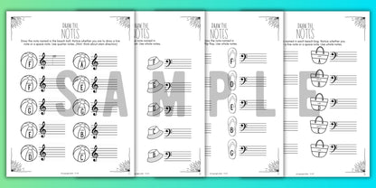 Summer NOTE NAMING Music Worksheets