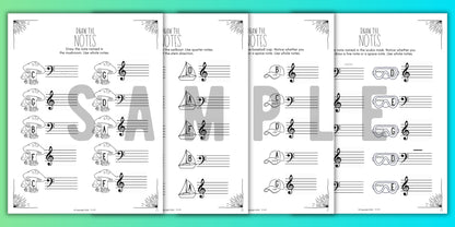 Summer NOTE NAMING Music Worksheets