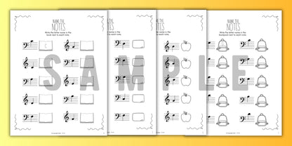 Back to School NOTE NAMING Music Worksheets