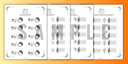 Fall NOTE NAMING Music Worksheets