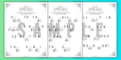 Summer NOTE NAMING Music Worksheets