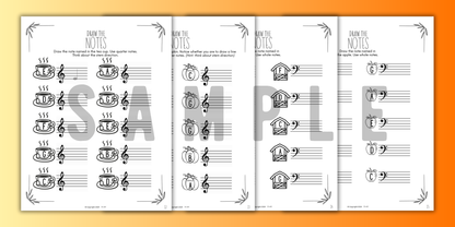 Fall NOTE NAMING Music Worksheets