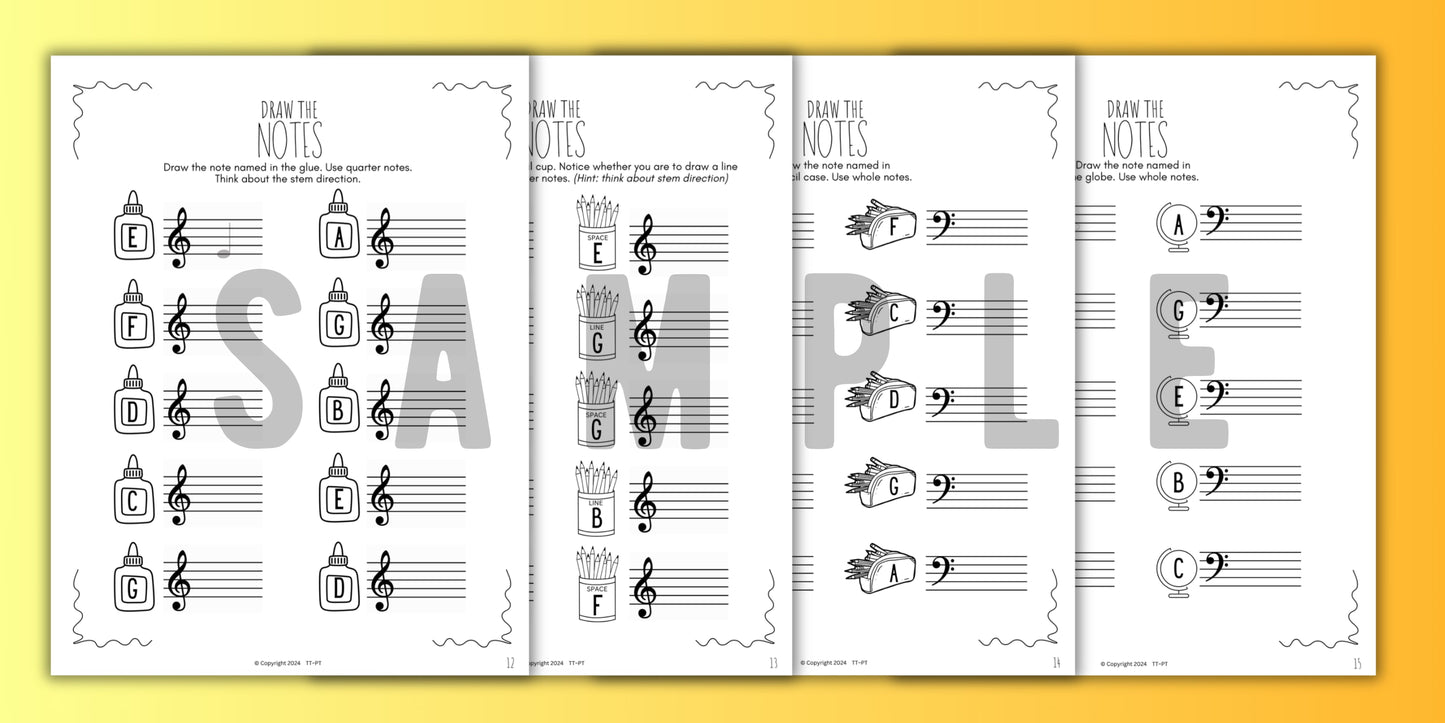 Back to School NOTE NAMING Music Worksheets