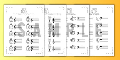 Back to School NOTE NAMING Music Worksheets