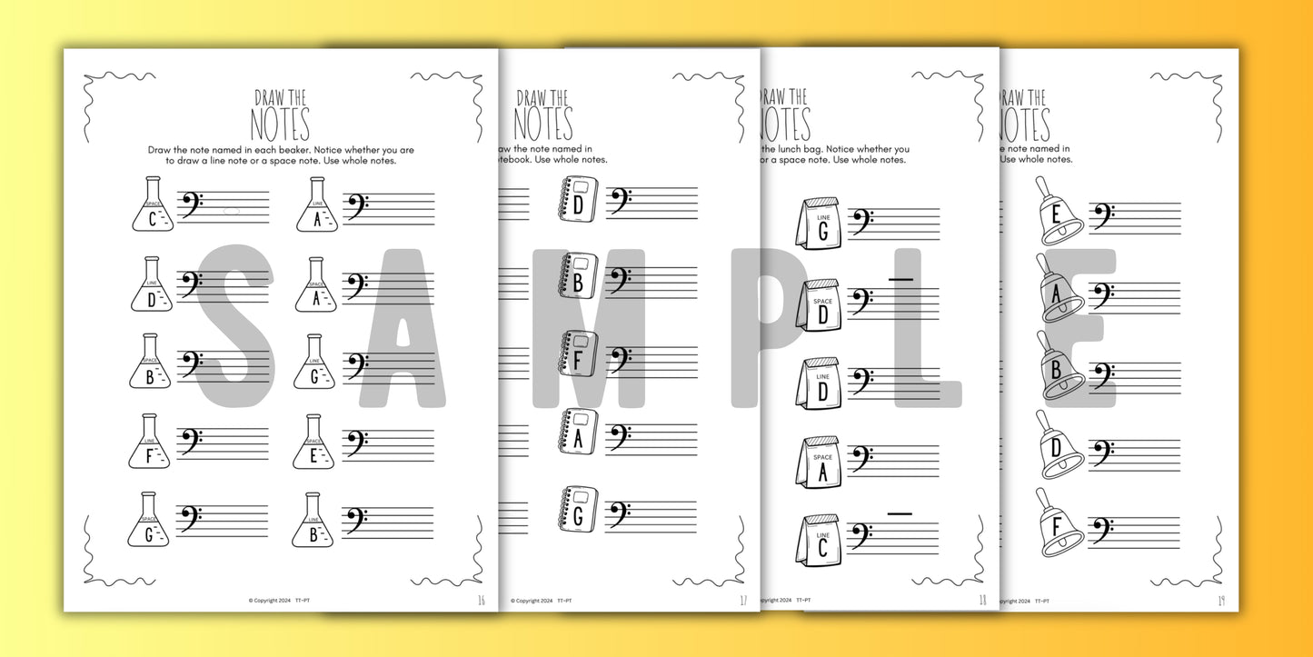 Back to School NOTE NAMING Music Worksheets