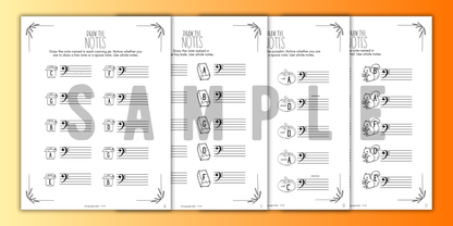 Fall NOTE NAMING Music Worksheets