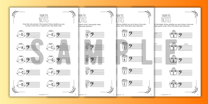 Fall NOTE NAMING Music Worksheets