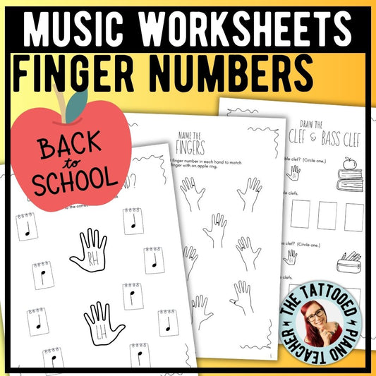 Back to School FINGER NUMBERS Music Worksheets