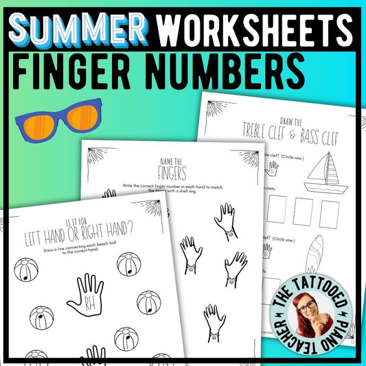 Summer FINGER NUMBERS Music Worksheets