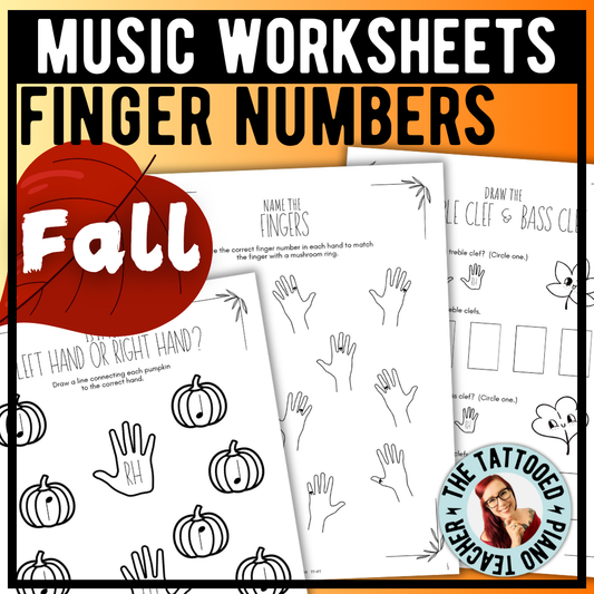 Fall FINGER NUMBERS Music Worksheets