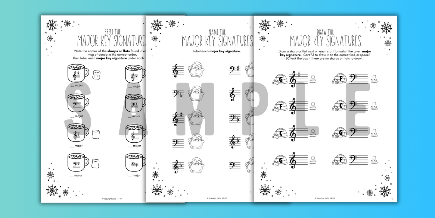 Winter KEY SIGNATURES Worksheets
