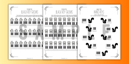 Fall PIANO KEYS Music Worksheets