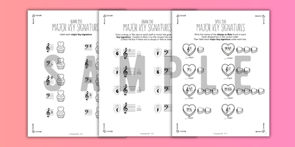 Valentine's Day KEY SIGNATURES Worksheets