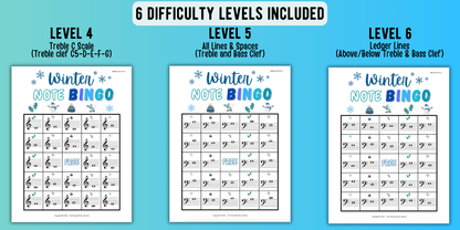 Winter Music Note Bingo
