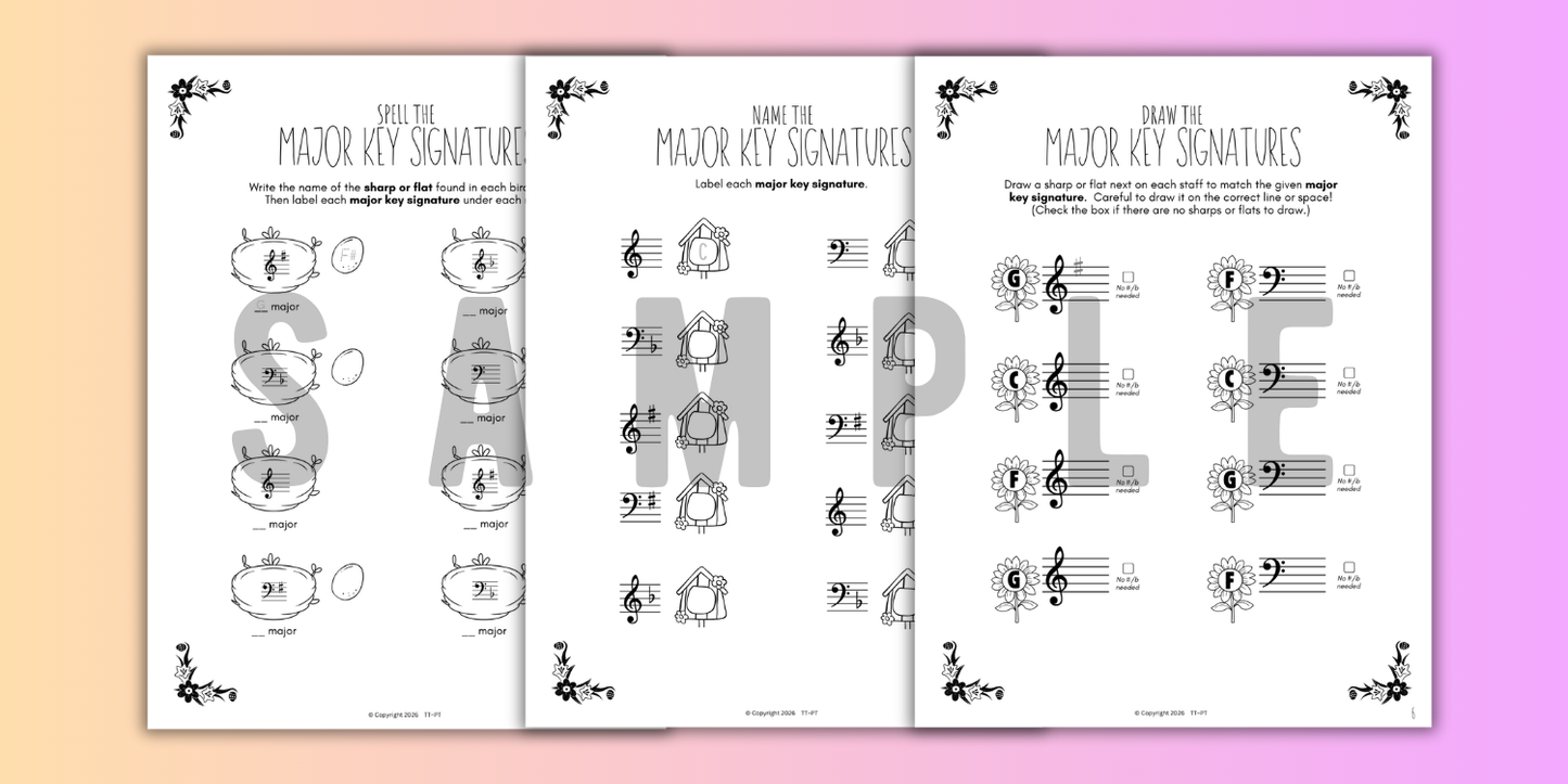 Spring KEY SIGNATURES Worksheets