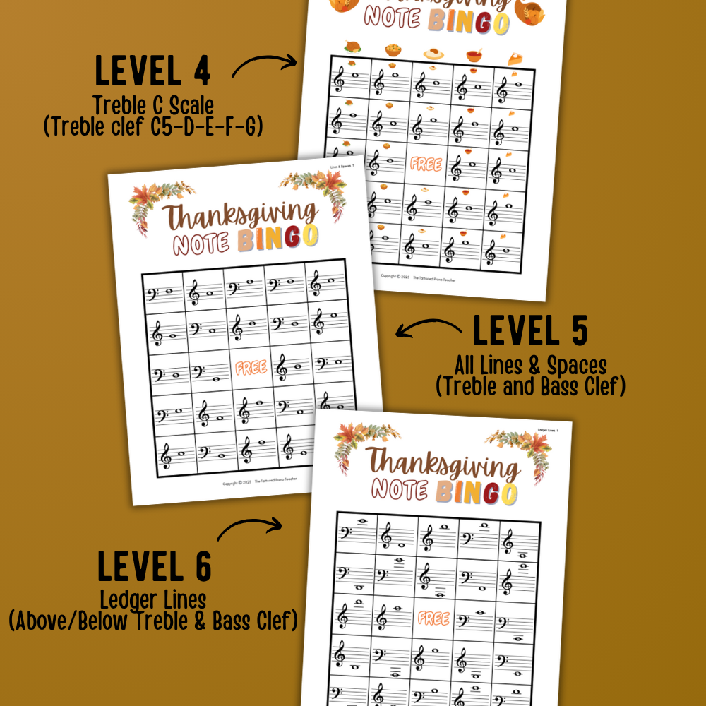 Thanksgiving Music Note Bingo