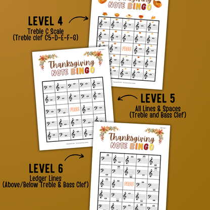 Thanksgiving Music Note Bingo
