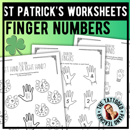 St. Patrick's Day FINGER NUMBERS Music Worksheets