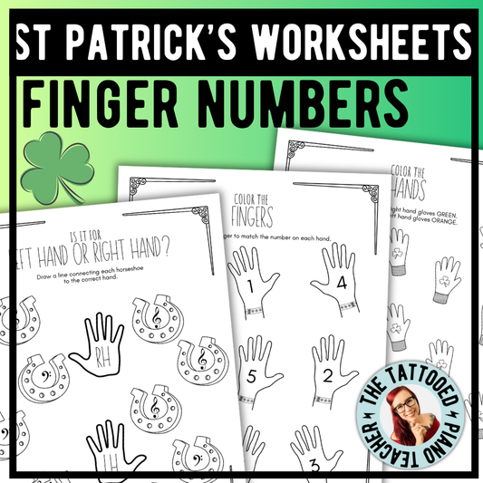 St. Patrick's Day FINGER NUMBERS Music Worksheets