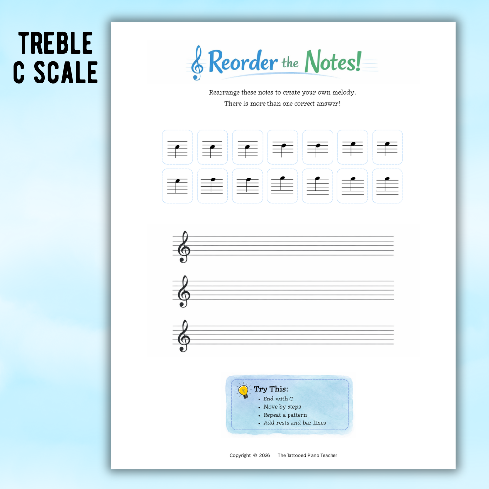Reorder the Notes Free Composition Activity