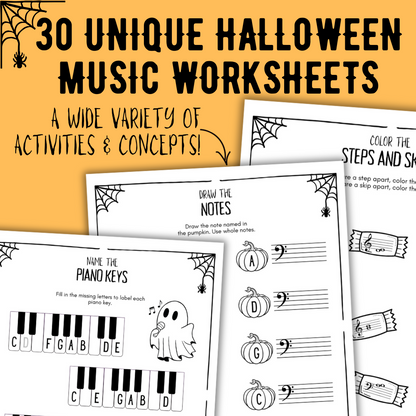 Halloween Music Worksheets Bundle