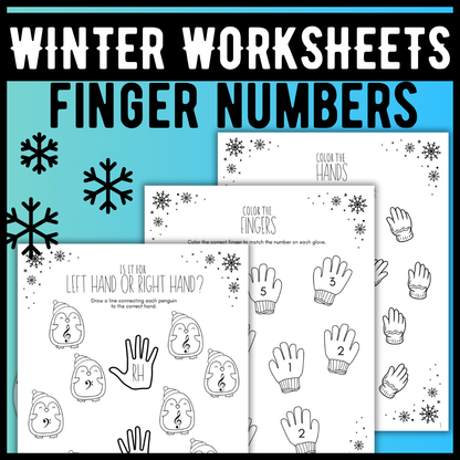 Winter FINGER NUMBERS Music Worksheets