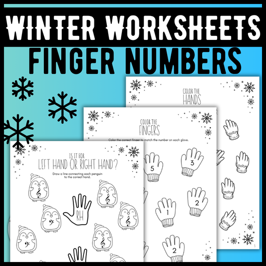 Winter FINGER NUMBERS Music Worksheets