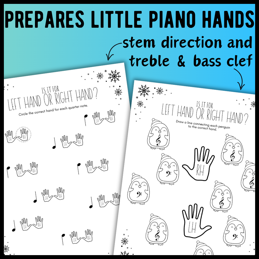 Winter FINGER NUMBERS Music Worksheets