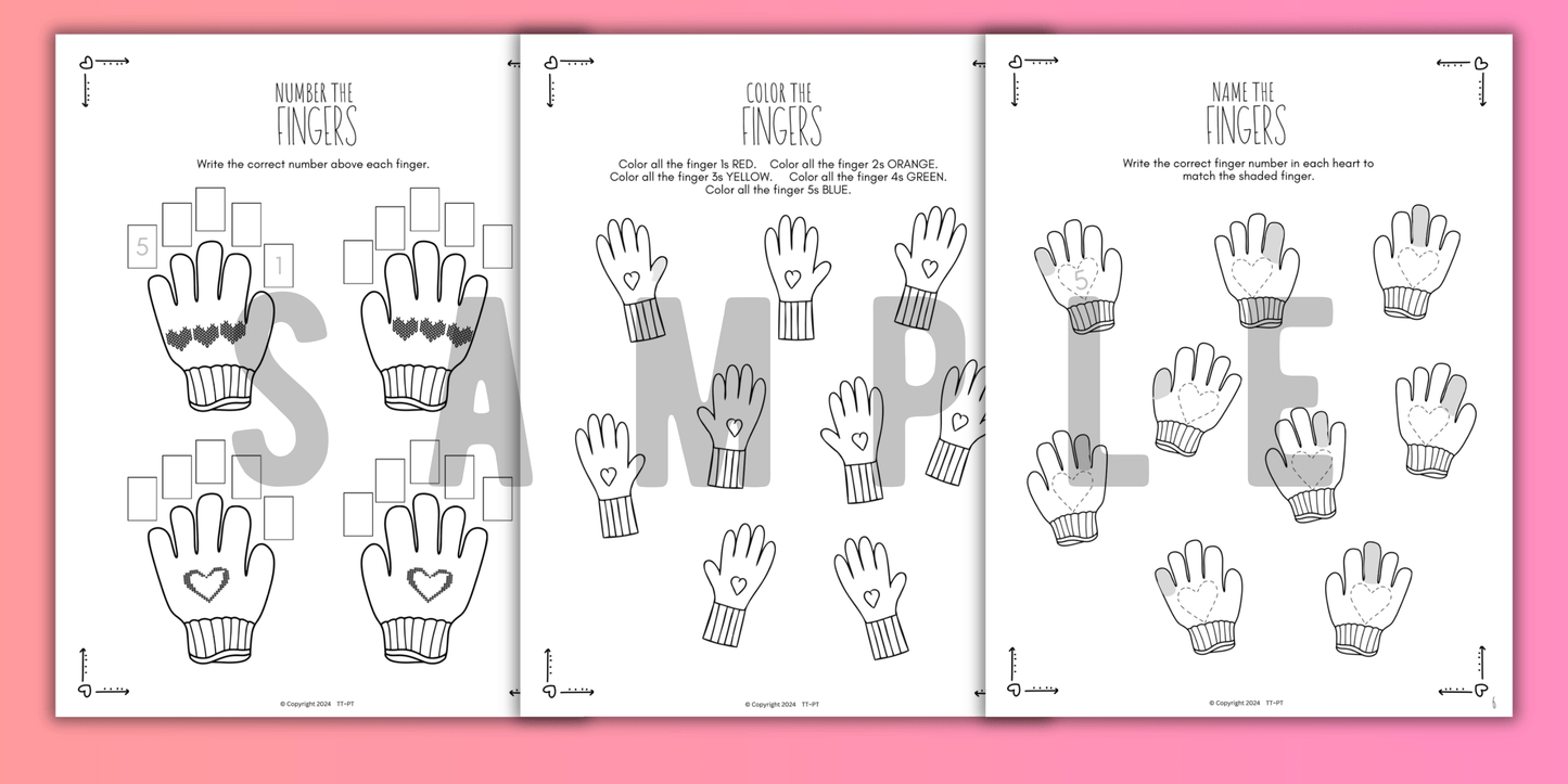 Valentine's Day FINGER NUMBERS Music Worksheets