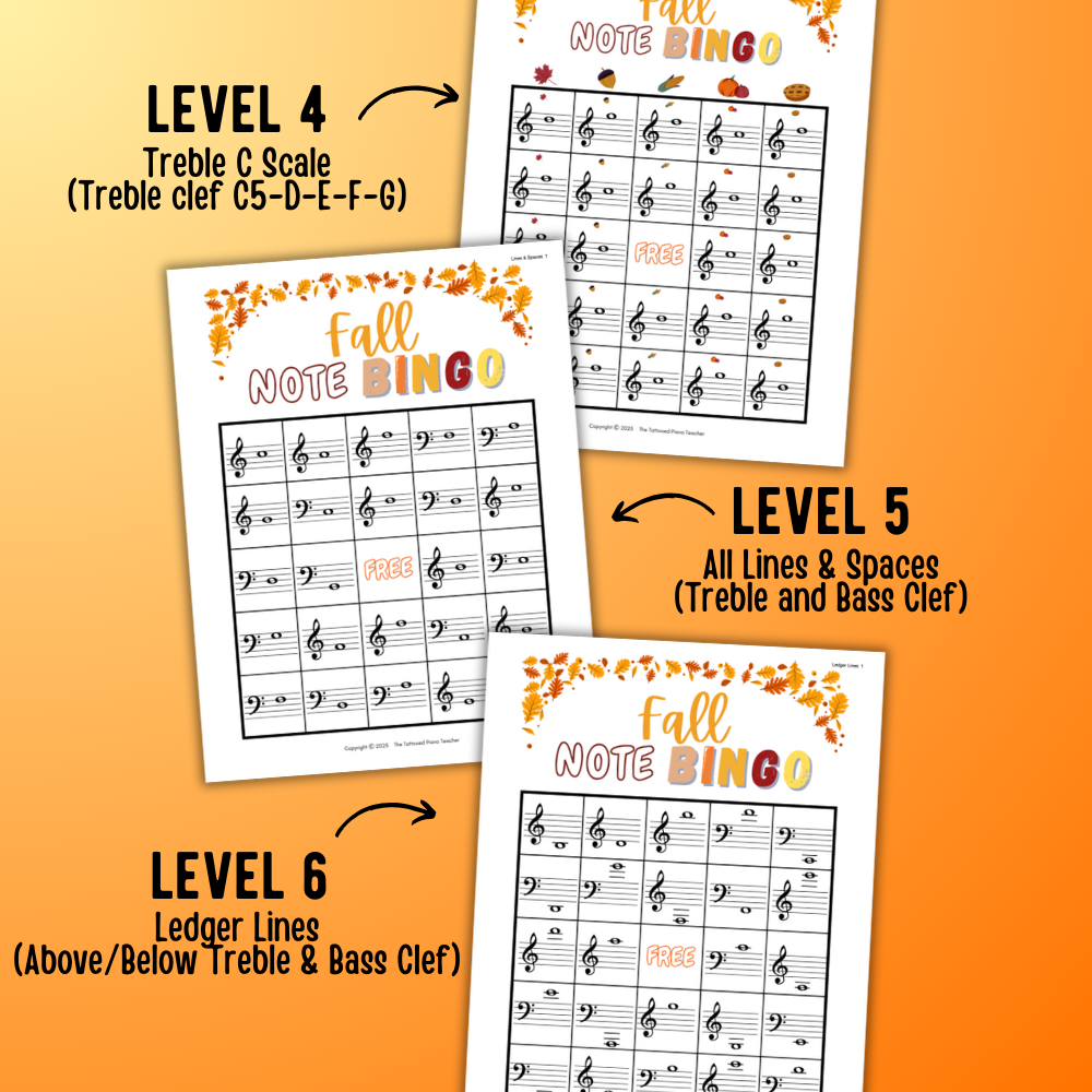 Fall Music Note Bingo