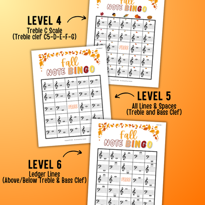 Fall Music Note Bingo