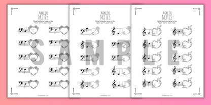 Valentine's Day NOTE NAMING Music Worksheets