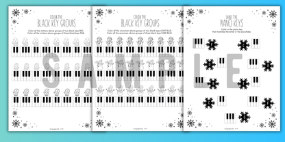 Winter PIANO KEYS Music Worksheets