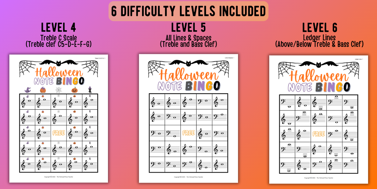 Halloween Music Note Bingo