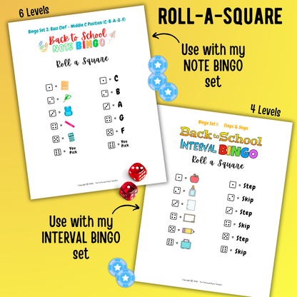 Back to School Bingo Dice Charts