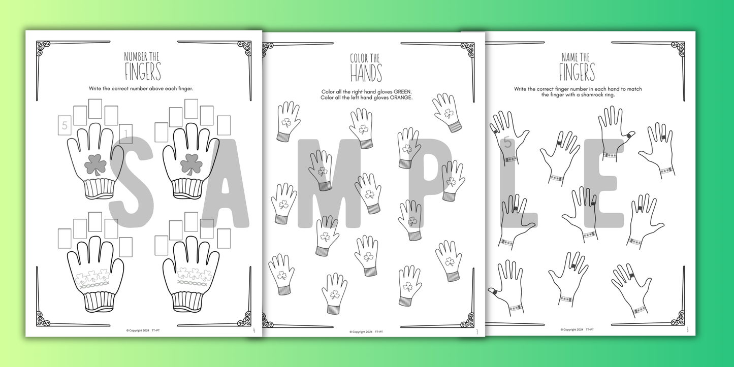 St. Patrick's Day FINGER NUMBERS Music Worksheets