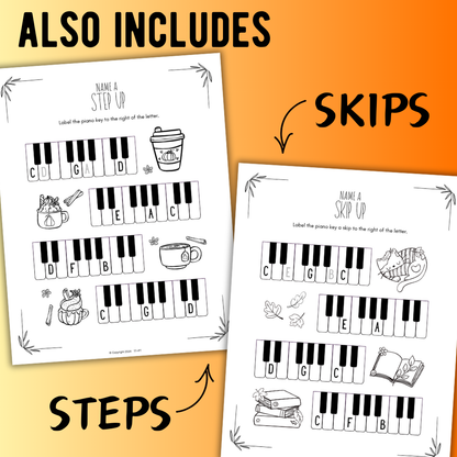 Fall PIANO KEYS Music Worksheets