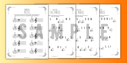 Fall NOTE NAMING Music Worksheets