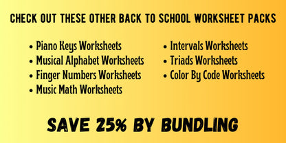 Back to School NOTE NAMING Music Worksheets