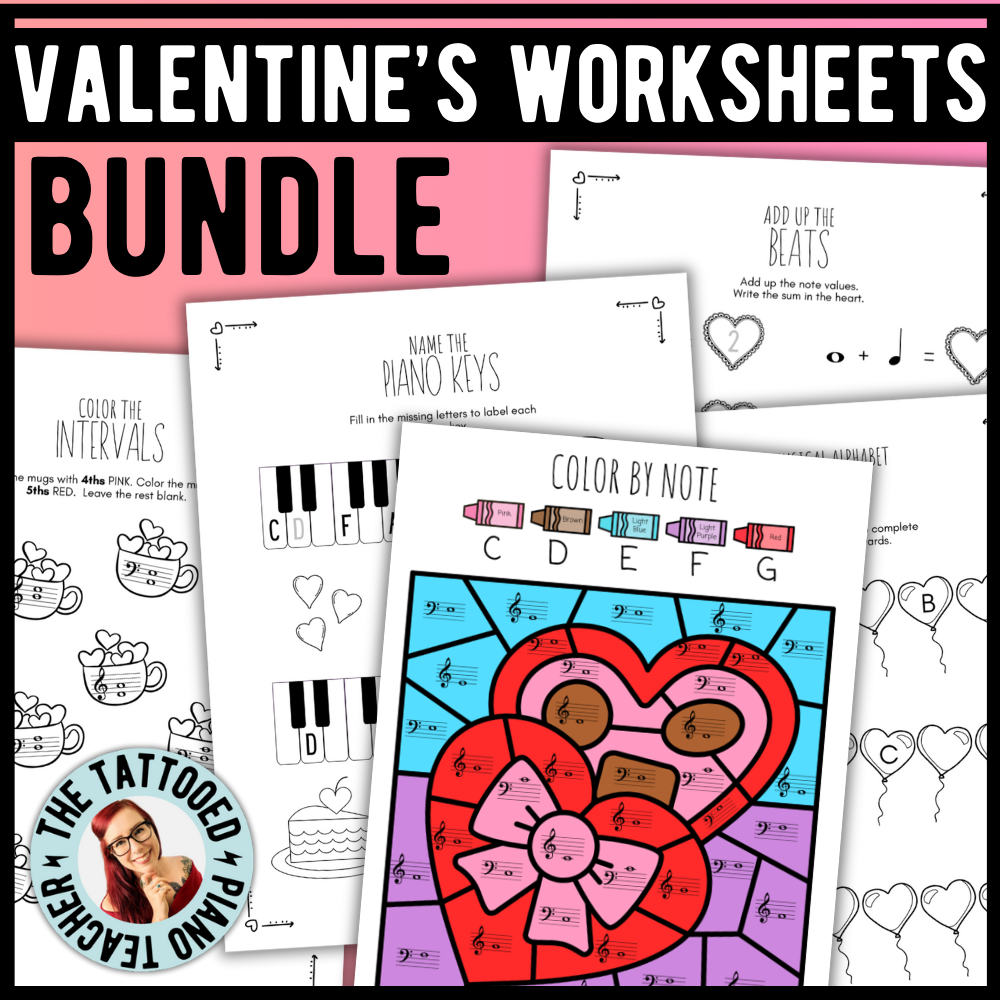 Valentine's Day Music Worksheets Bundle